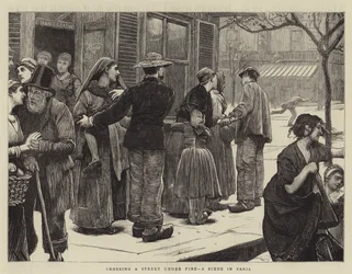 At krydse en gade under ild, en scene i Paris